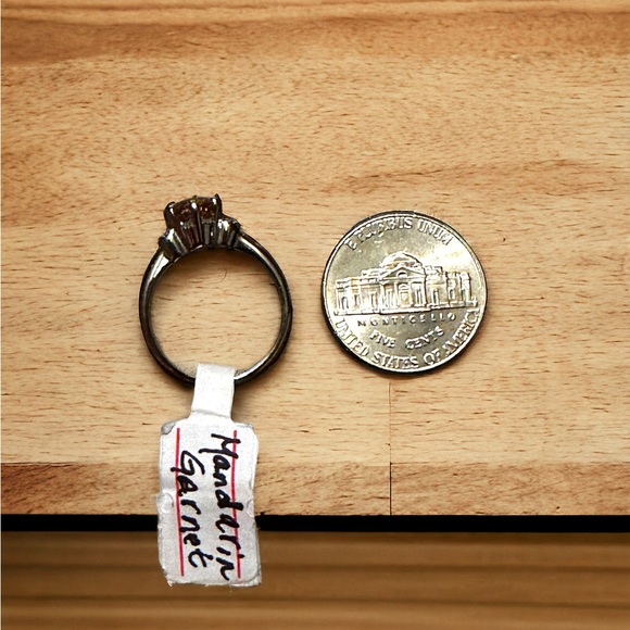 Beautiful Mandarin Garnet Solid Sterling Silver Ring - Picture 8 of 13